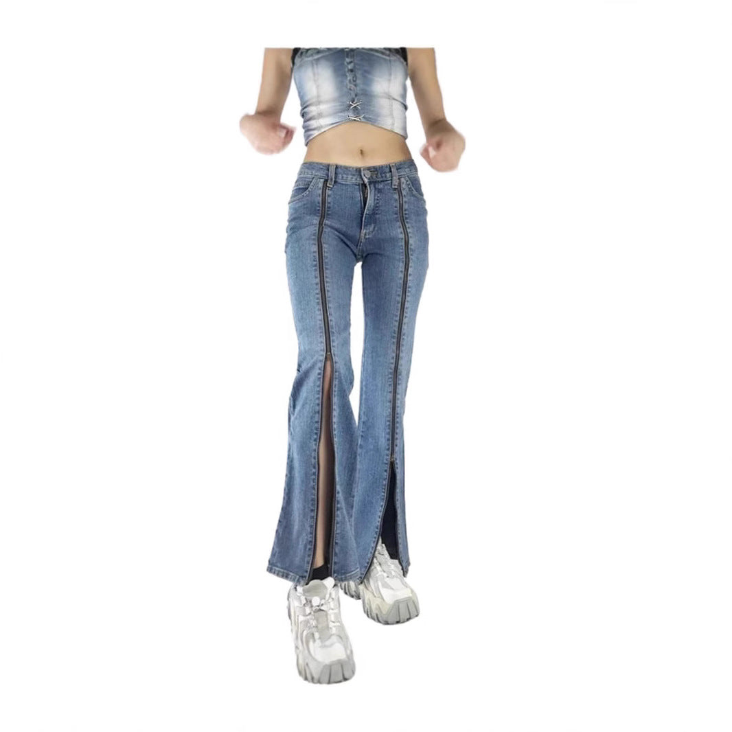 Damen nan weite Jeans mit hoher Taille, geradem Bein und entspanntem Sitz EB