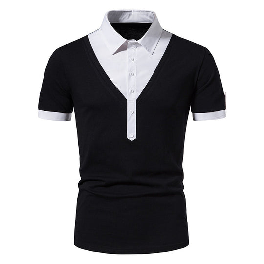 Herren Poloshirt mit modernem V-Ausschnitt und kontrastierenden Akzenten EB