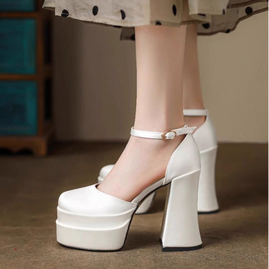 Damen Plateau-High-Heels mit schickem Riemen EB