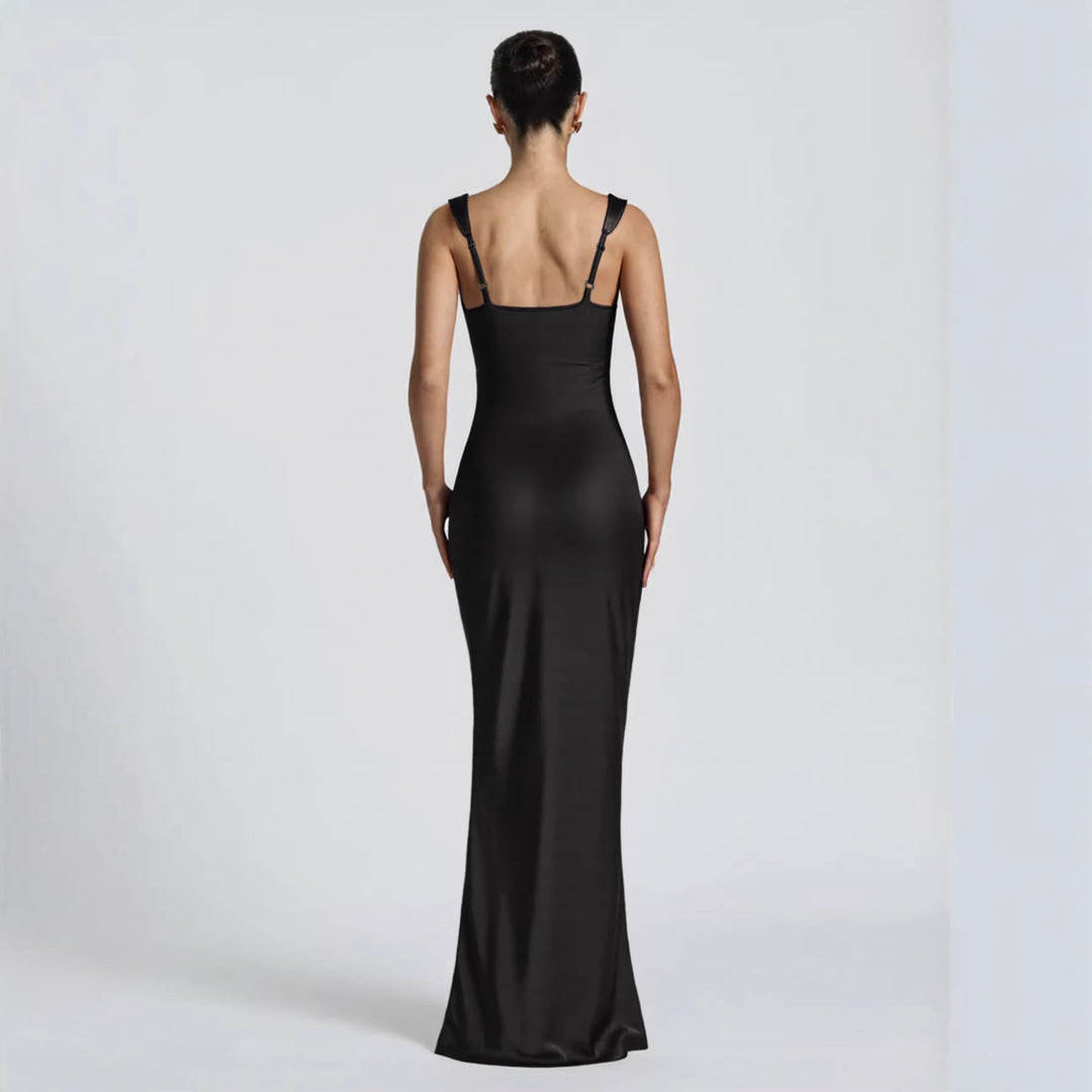 Damen Elegantes Satin-Maxi-Kleid mit figurschmeichelndem Design EB