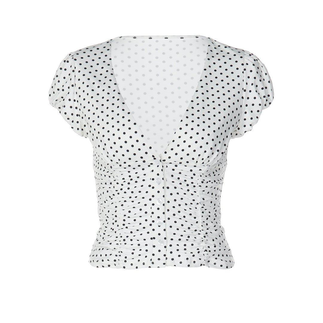 Damen gepunktetes Kurzarm-Top EB