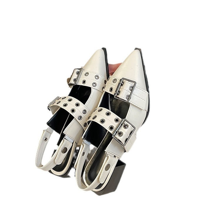 Damen Elegante Slingback-Pumps mit modischem Schnallen-Detail und Nieten EB