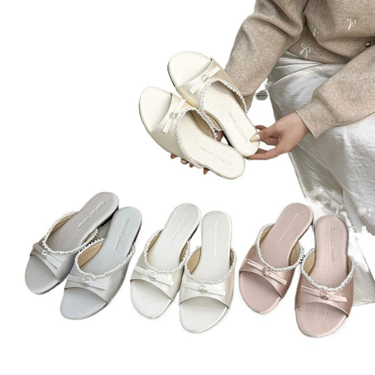 Damen elegante Sandalen mit zarter Schleifenverzierung EB