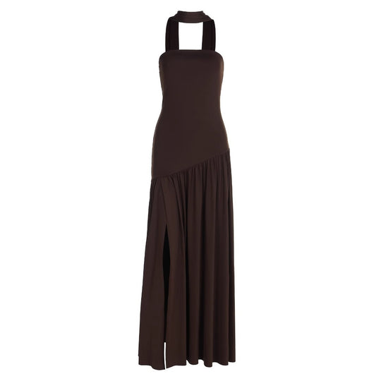 Damen Maxikleid mit schulterfreiem Design und dekorativem Wickelausschnitt EB