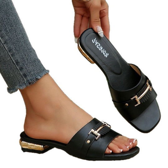 Damen modische Riemchen-Sandalen mit eleganter Schnallenverzierung EB