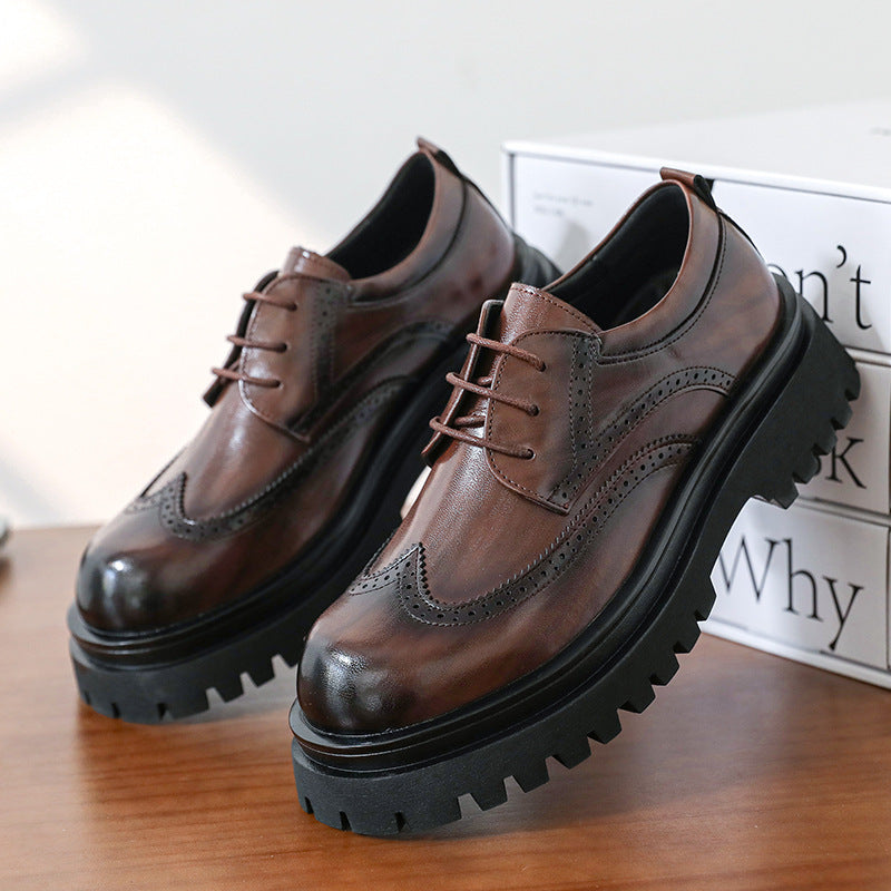 Damen elegante Schnürschuhe mit robustem Profil und durchgehender Gummisohle EB
