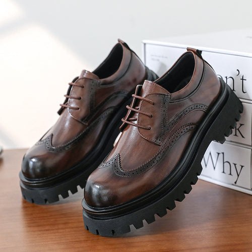 Damen elegante Schnürschuhe mit robustem Profil und durchgehender Gummisohle EB