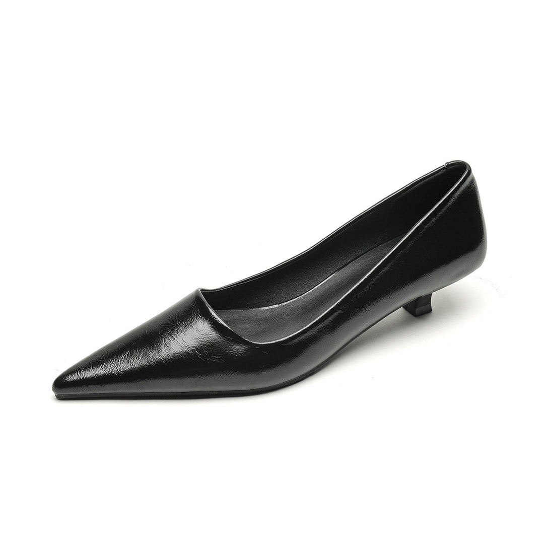 Damen elegante Slipper mit spitzem Zehenbereich und komfortablem Blockabsatz EB