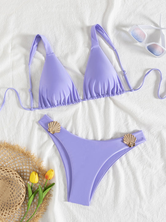 Damen Triangel-Bikini mit Muschel-Applikationen EB