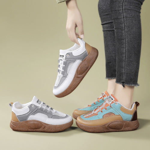 Damen Sportliche Retro Sneakers mit atmungsaktiven Einsatz und rutschfester Sohle EB