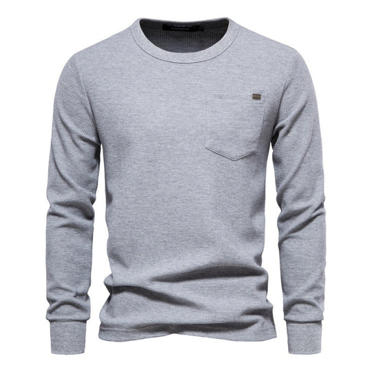 Herren Langarmshirt mit modularem Waffelstruktur und praktischer Brusttasche EB
