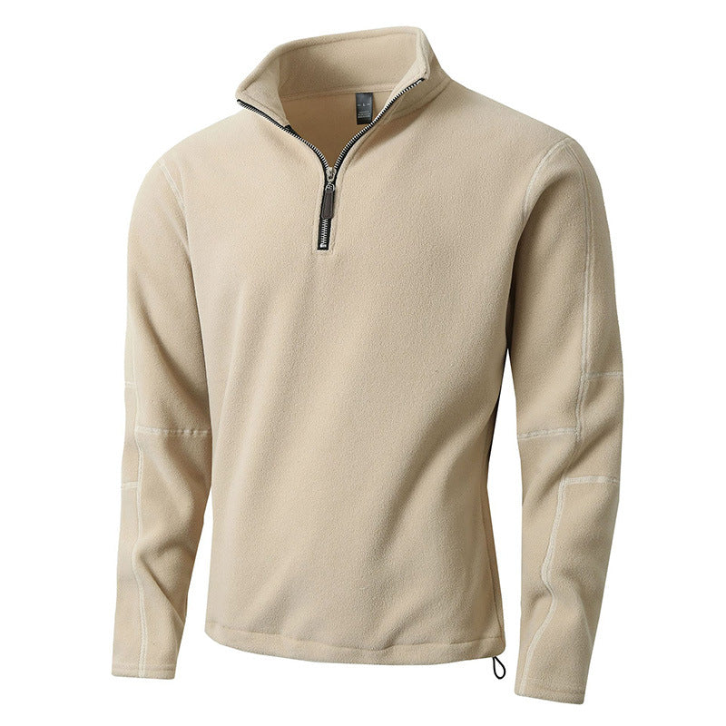 Herren Fleece-Pullover mit halblangem Reißverschluss und Stehkragen EB