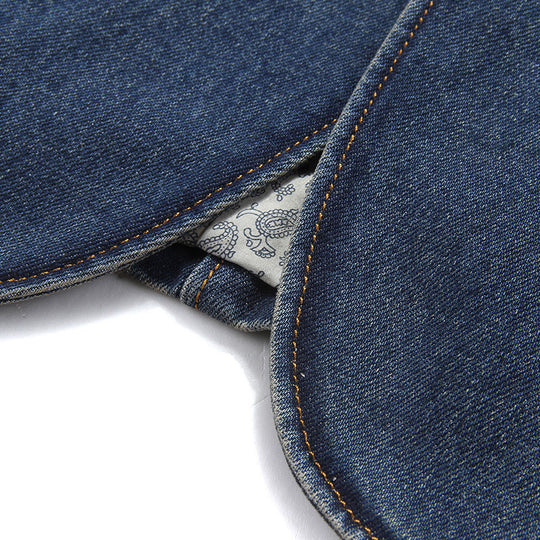 Herren Jeansblazer mit Lederoptikdetails und floral gefüttertem Innenfutter EB