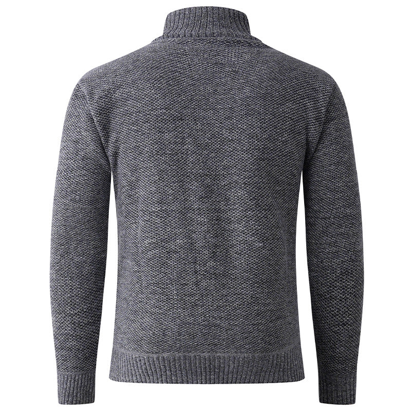 Herren Strickpullover mit modernem Stehkragen und dekorativen Knopfdetails EB