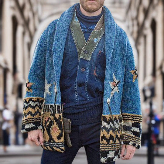 Herren Strickjacke mit detaillierter Handarbeit EB