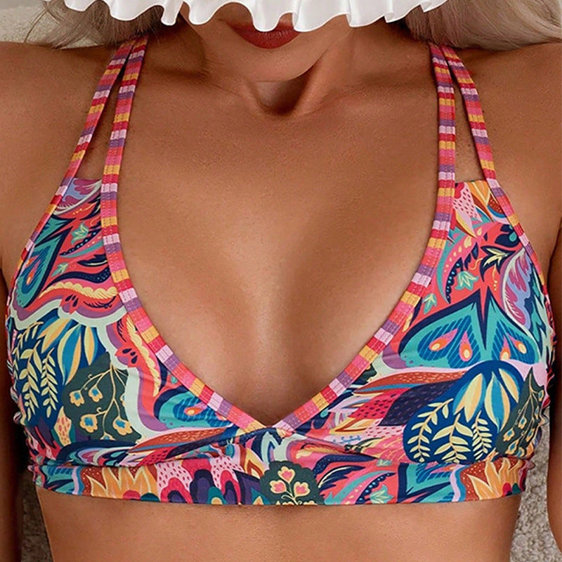 Damen Triangel-Bikinioberteil mit farbenfrohem Paisleymuster EB