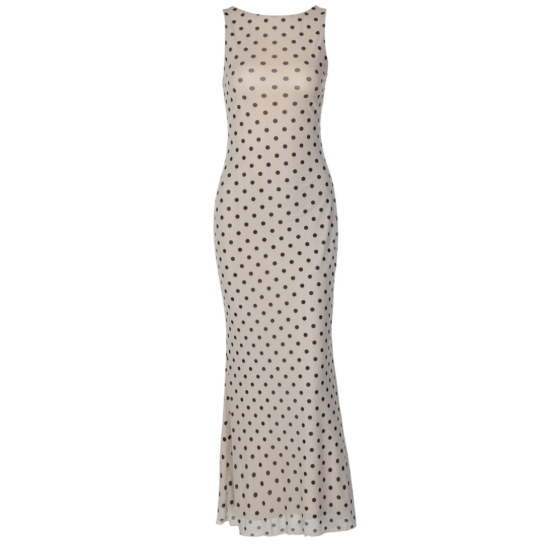 Damen Elegantes Maxikleid mit Punktdesign und figurbetontem Schnitt EB