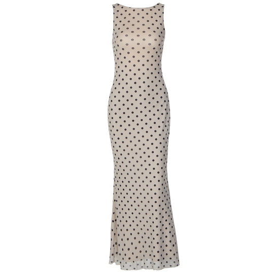 Damen Elegantes Maxikleid mit Punktdesign und figurbetontem Schnitt EB