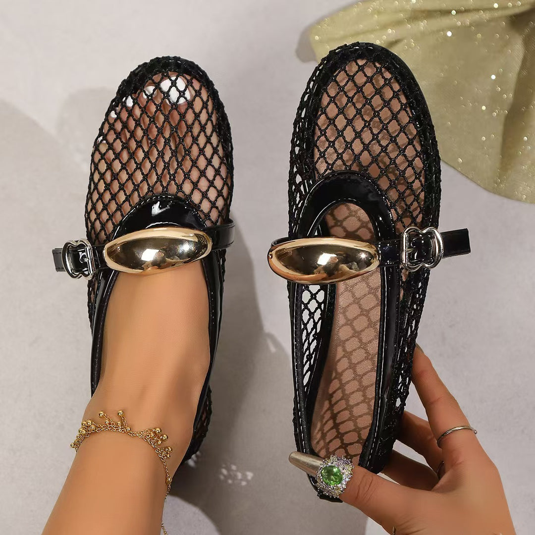 Damen Netzhigh Heels mit glänzendem Verschluss und eleganter Silhouette EB