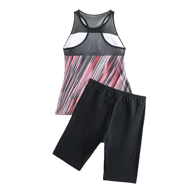 Damen Sportliches Tankini-Set mit atmungsaktivem Oberteil und bequemen Shorts EB