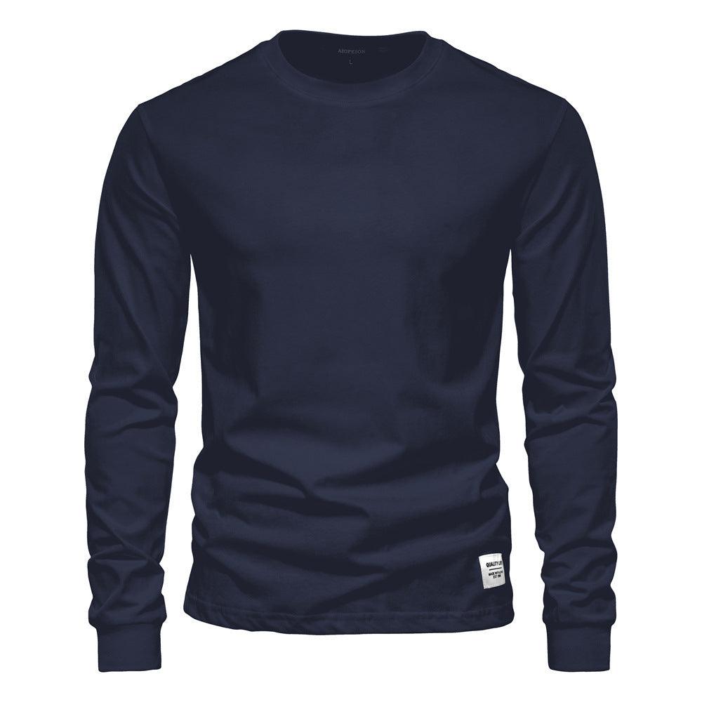 Herren nan klassisches langärmliges Baumwollshirt mit Rundhalsausschnitt und elastischen Bündchen EB