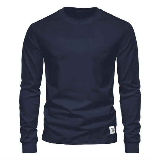 Herren nan klassisches langärmliges Baumwollshirt mit Rundhalsausschnitt und elastischen Bündchen EB