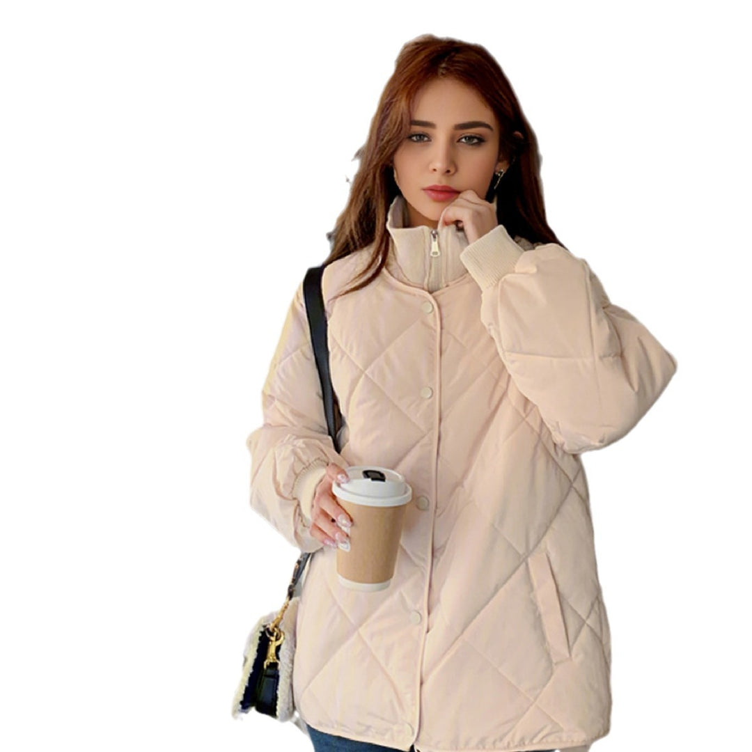 Damen gesteppte Übergangsjacke mit elastischen Bündchen und praktischen Taschen EB
