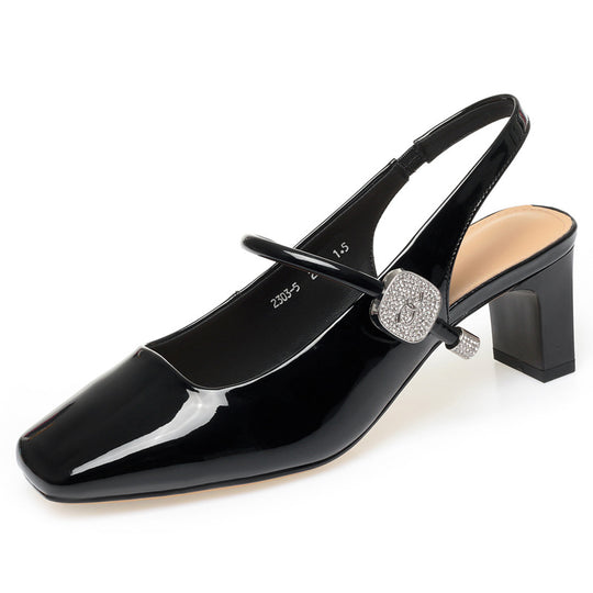 Damen Slingpumps mit modischem Strassakzent und bequemem Blockabsatz EB