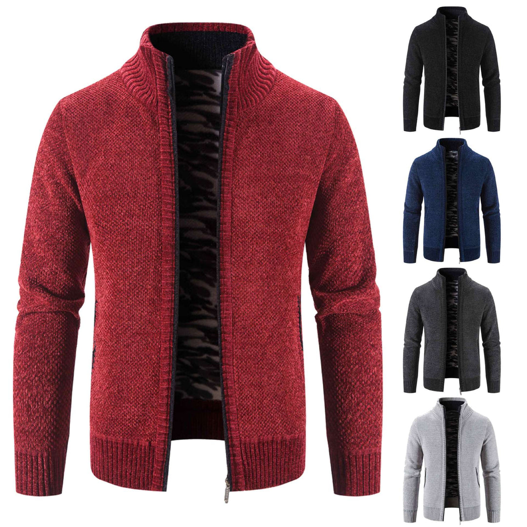 Herren Strickjacke mit hohem Kragen und praktischen Reißverschlusstaschen EB