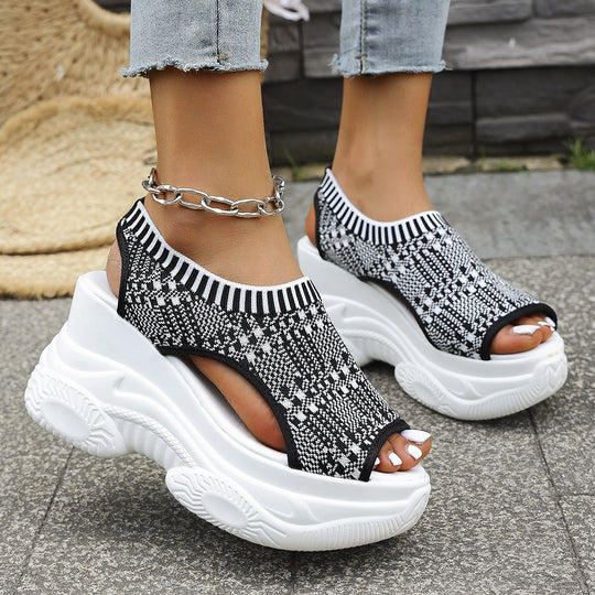 Damen Atmungsaktive Plateau-Sandalen mit offenem Schnitt EB