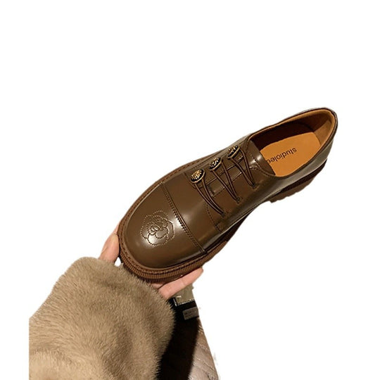 Damen komfortable Schnürschuhe aus hochwertigem Kunstleder mit eleganter Schnallenverzierung EB