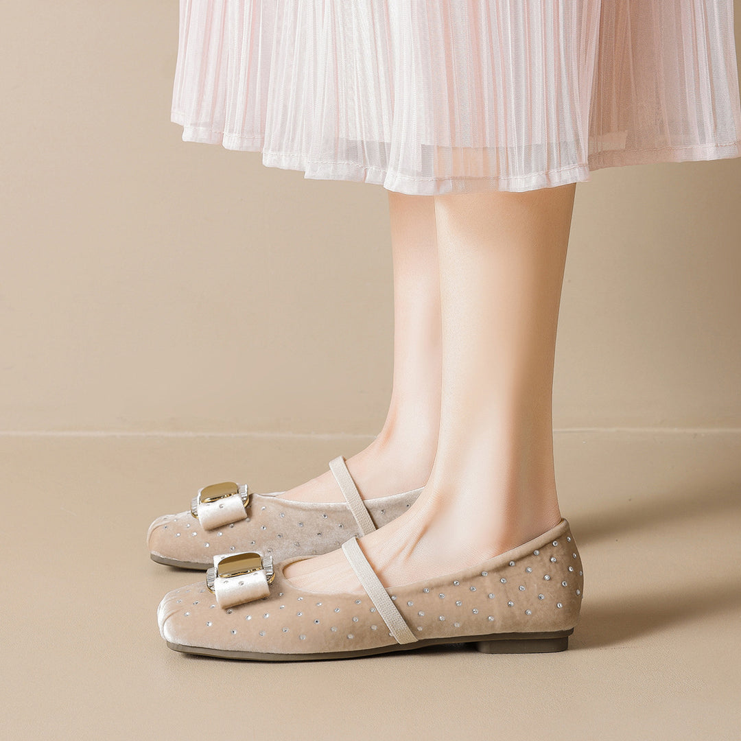 Damen Chice Ballerinas mit eleganter Schnalle und Strass-Applikationen EB