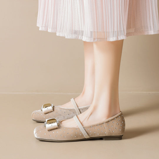 Damen Chice Ballerinas mit eleganter Schnalle und Strass-Applikationen EB