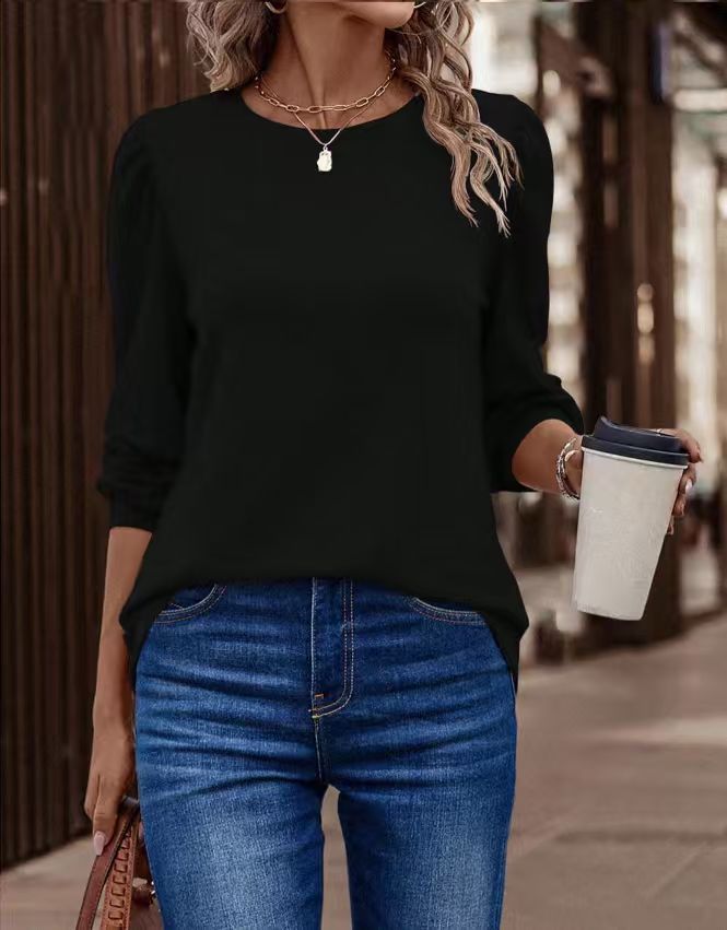 Damen Pullover mit Puffärmeln und casual Schnitt EB