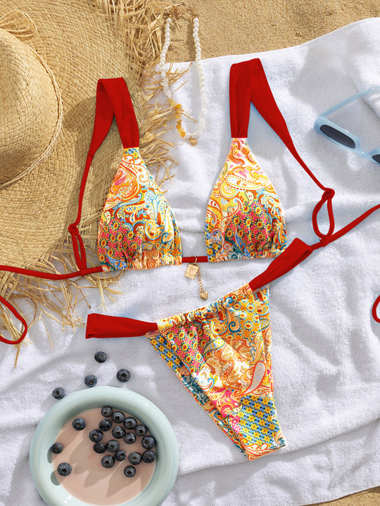 Damen Triangel-Bikini mit verspieltem Paisleymuster EB