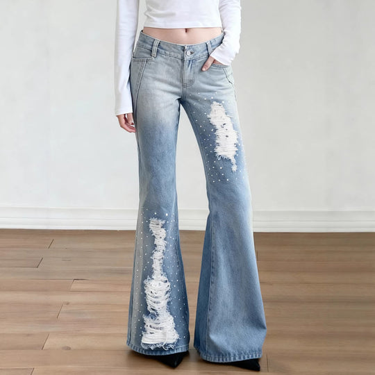 Damen Schlagjeans mit modischen Destroyed-Details und komfortablem Sitz EB