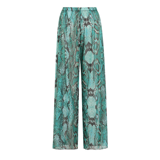 Damen weite Strandhose mit Schlangenmuster EB