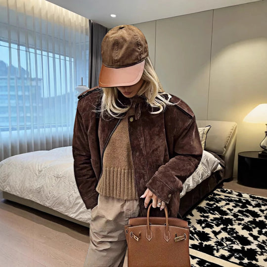 Damen stylische Utility-Jacke mit Gürtel und praktischen Taschen EB