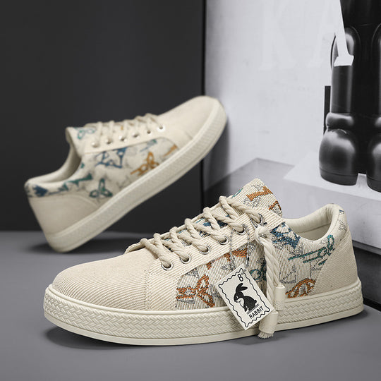 Damen modische Canvas Sneakers mit einzigartigem grafischem Design EB