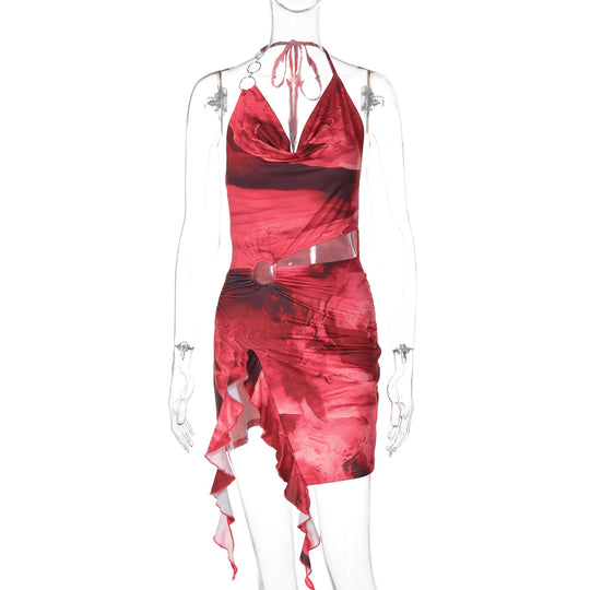 Damen Elegantes Wickelkleid mit raffiniertem Wasserdesign EB