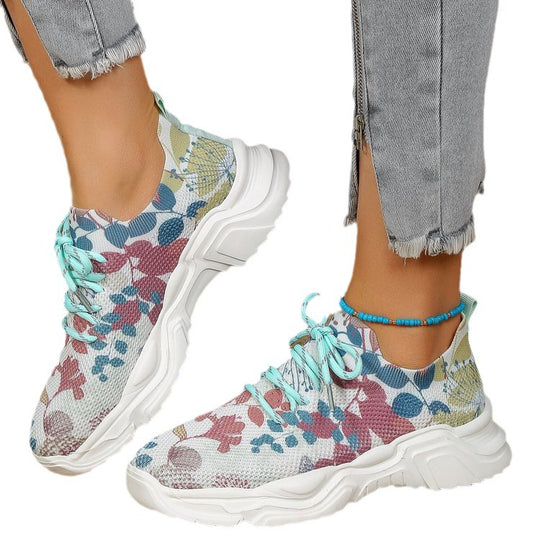 Damen Sportliche Sneaker mit floralem Muster und atmungsaktivem Obermaterial EB