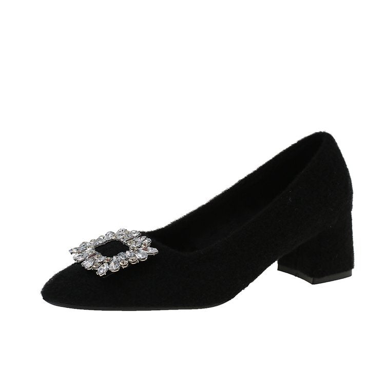 Damen elegante Spitzen-Pumps mit Schmuckdetail EB