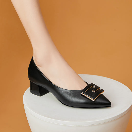 Damen Elegante Pumps mit modischer Schnallenverzierung und bequemem Blockabsatz EB