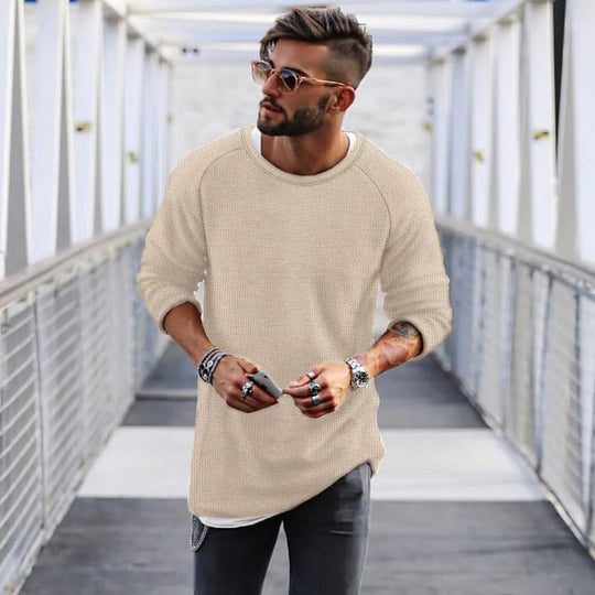 Herren lässiger Pullover mit innovativem Strickmuster EB