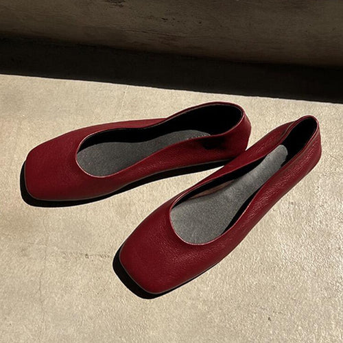 Damen Ballerinas im modernen Quadratdesign mit feiner Struktur EB