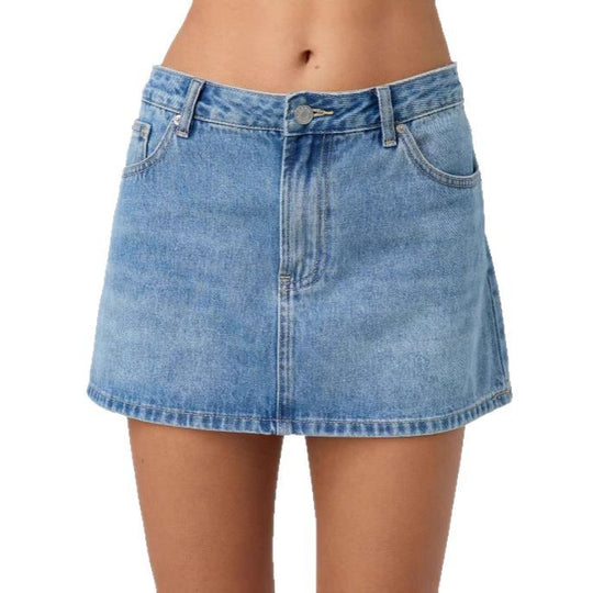 Damen Denim-Minirock mit modischen Taschen und klassischem Schnitt EB