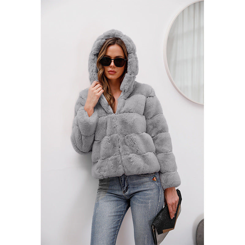 Damen weiche Fleecejacke mit Kapuze EB