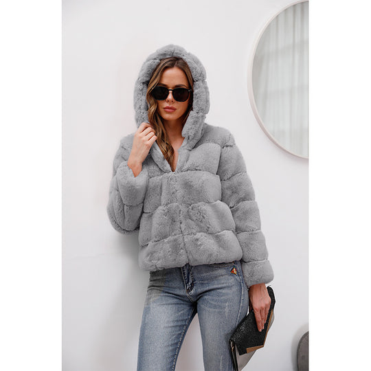 Damen weiche Fleecejacke mit Kapuze EB