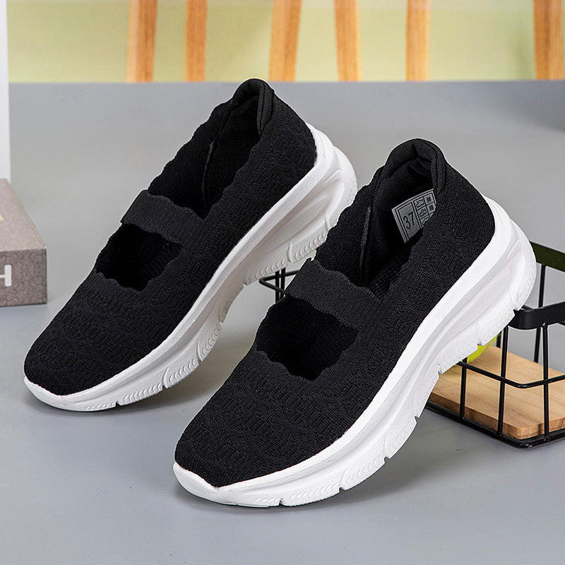 Damen bequeme Slip-On Sneakers mit elastischem Riemen EB