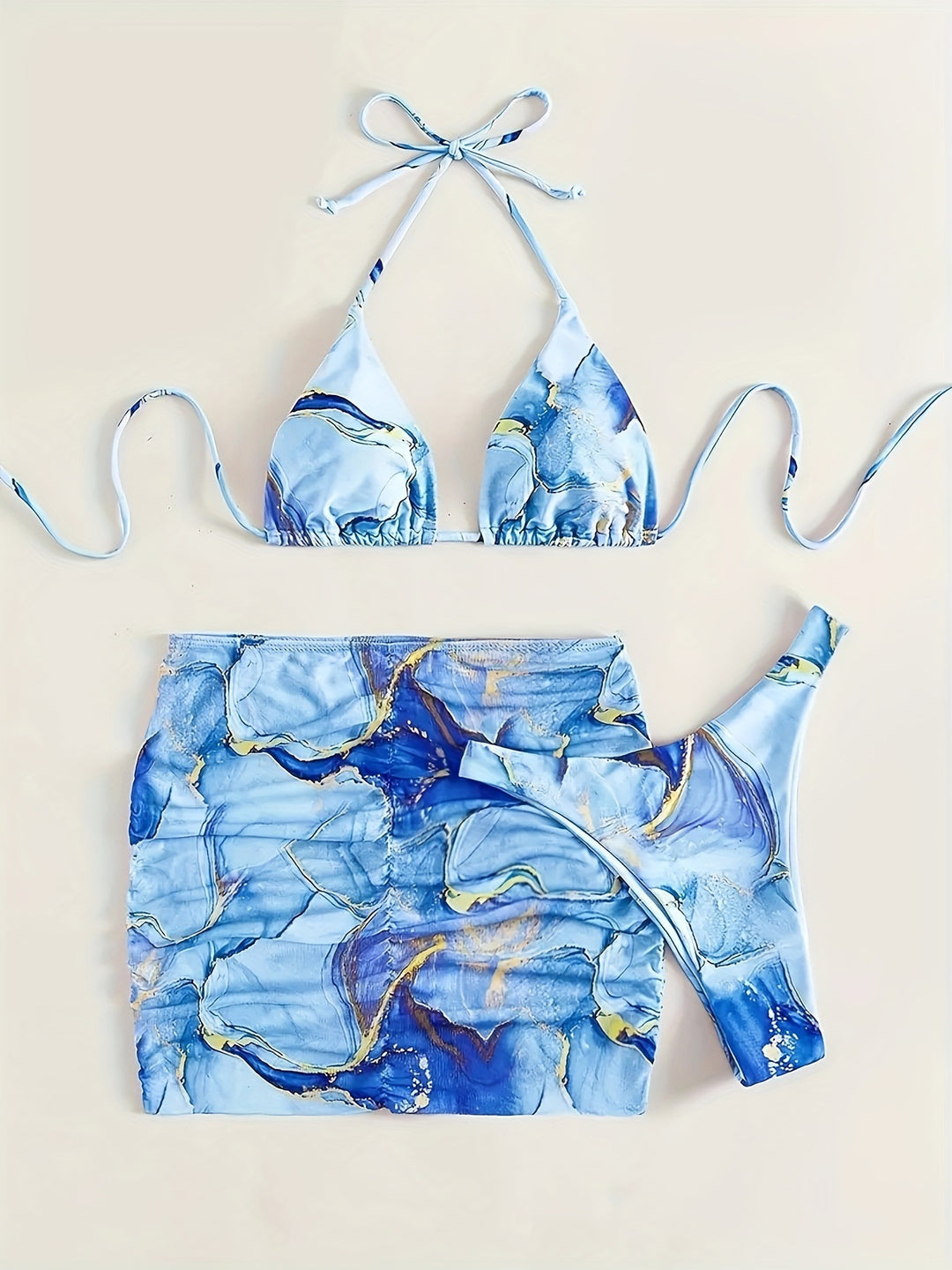 Damen Triangel-Bikini mit modischem Wickelrock EB